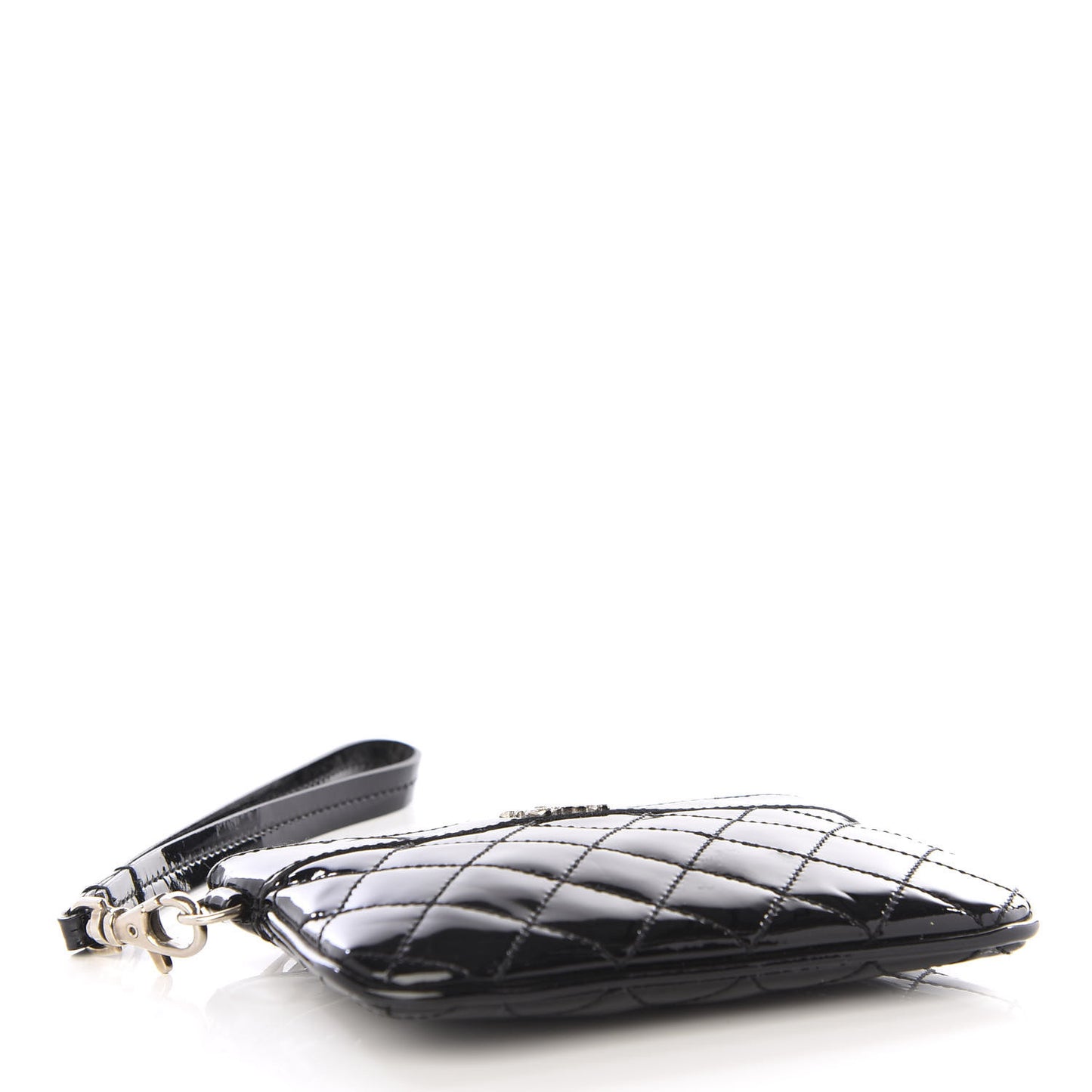 Patent Quilted Wristlet Black
