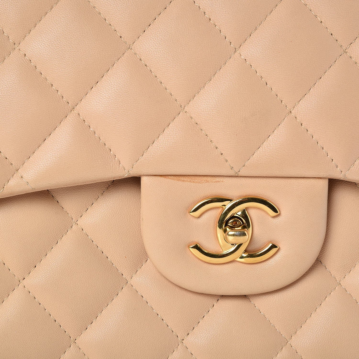 Chanel Lambskin Quilted Jumbo Single Flap Beige 8 of 10