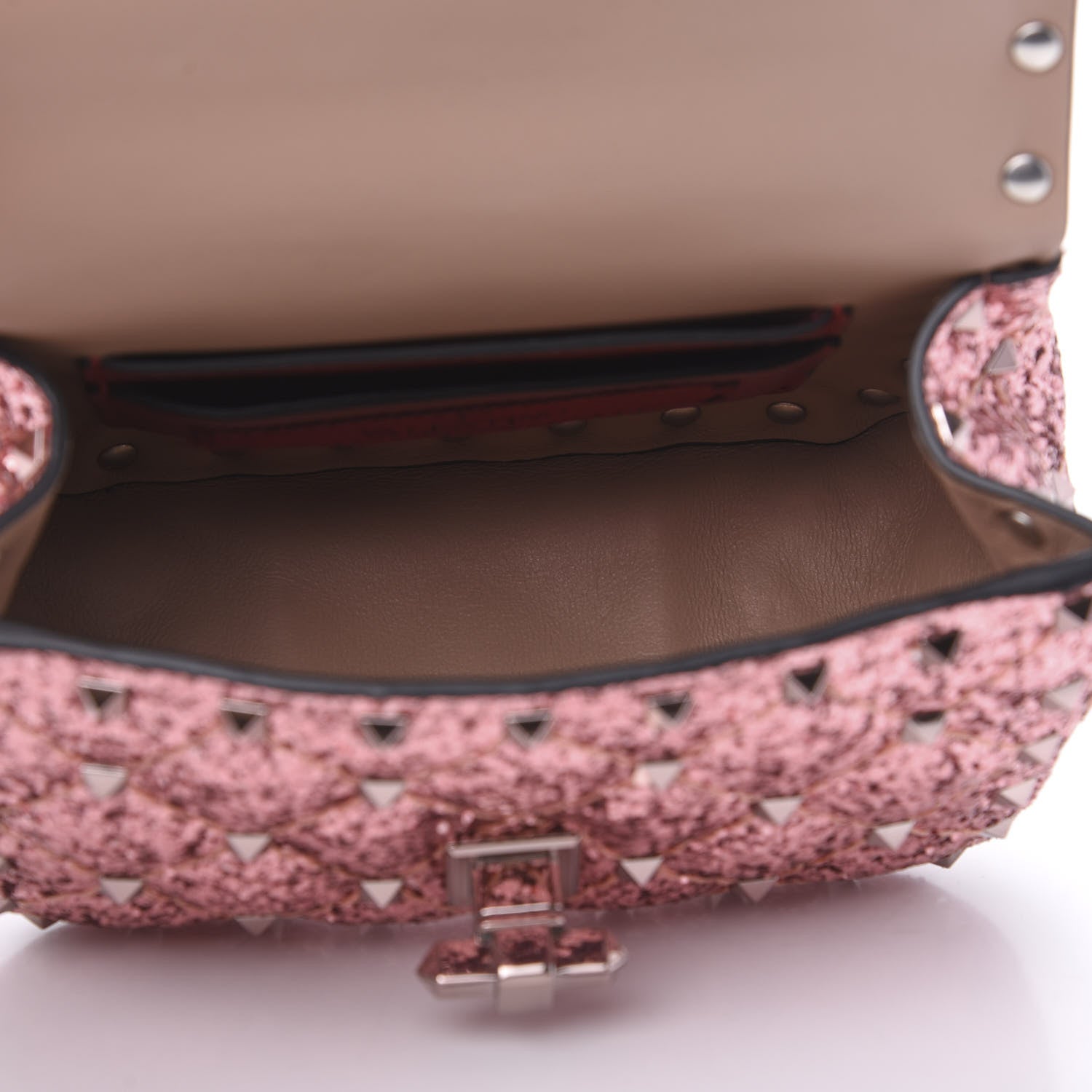 Valentino Garavani Glitter Micro Rockstud Spike Shoulder Bag Antique Pink 5 of 10