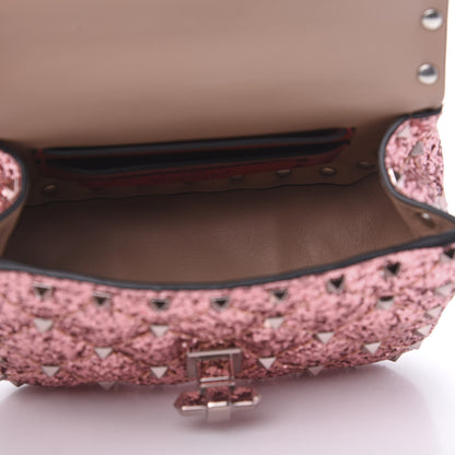 Valentino Garavani Glitter Micro Rockstud Spike Shoulder Bag Antique Pink 5 of 10