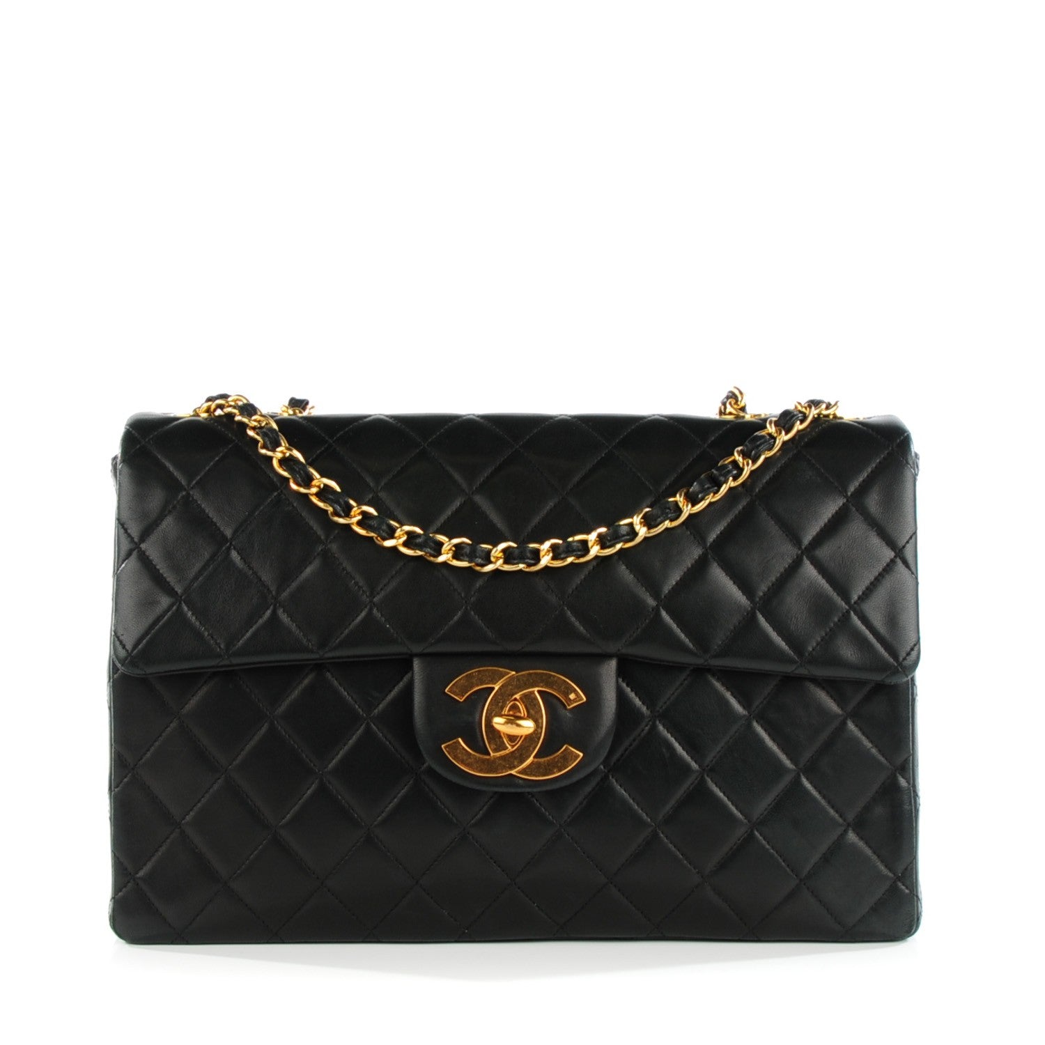 Chanel Lambskin Quilted XL Jumbo Single Flap Black 1 of 9