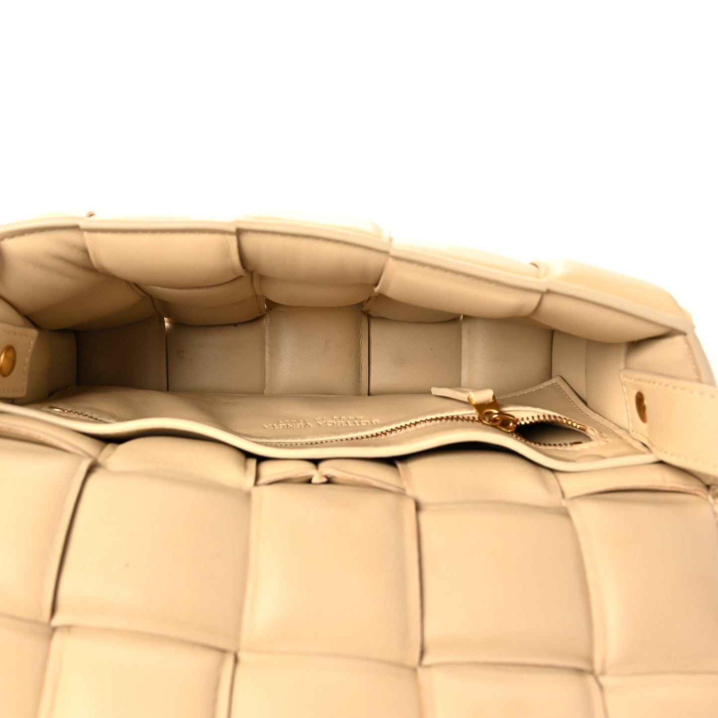 Nappa Maxi Intreccio Padded Cassette Crossbody Bag Porridge