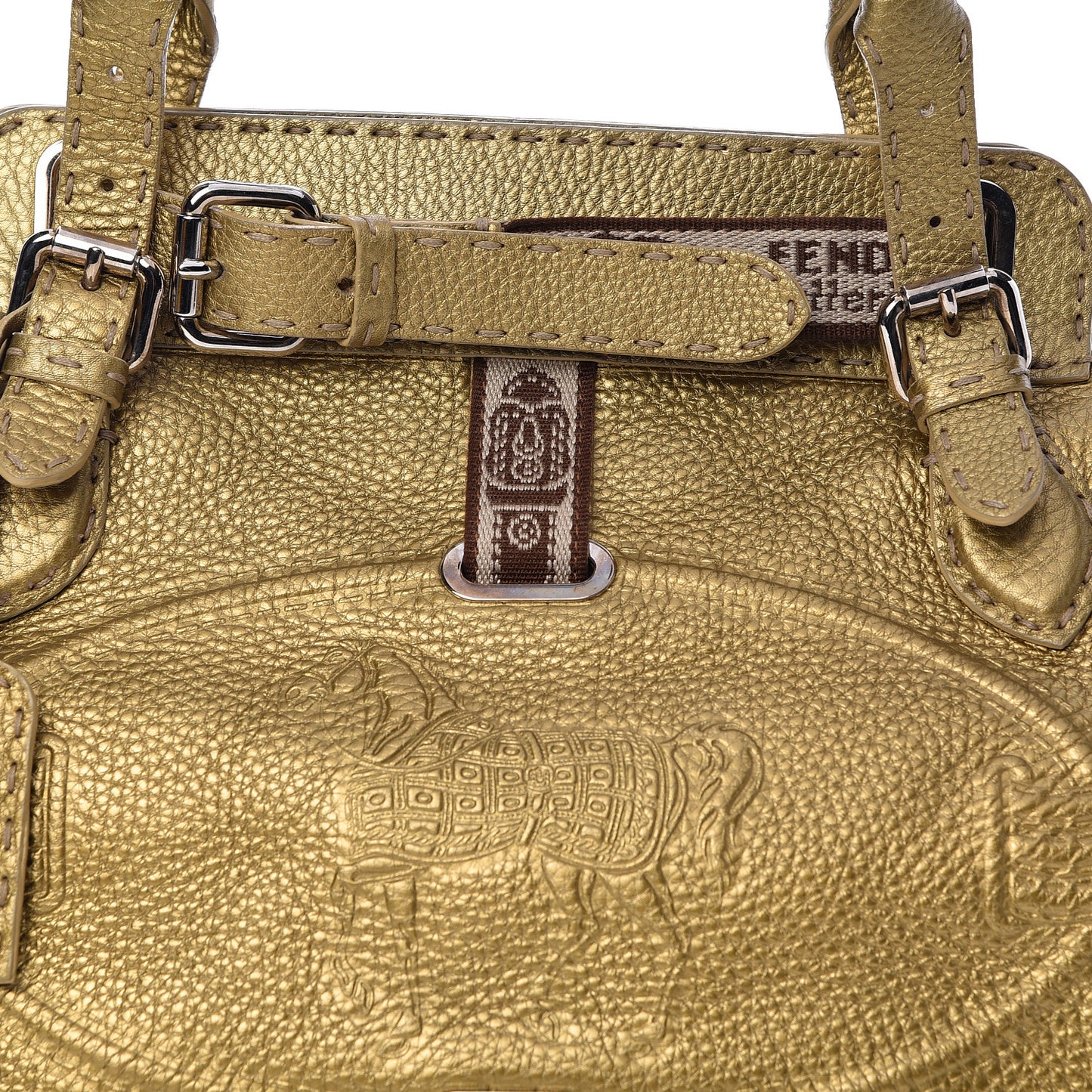 Calfskin Romano Selleria Small Villa Borghese Tote Gold