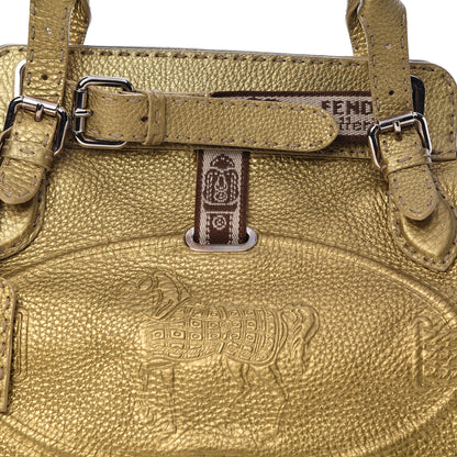 Fendi Calfskin Romano Selleria Small Villa Borghese Tote Gold 8 of 10