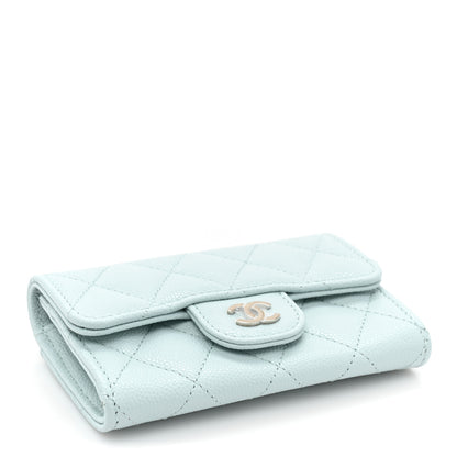 Chanel Caviar Quilted Flap Card Holder Wallet Light Blue 4 of 11