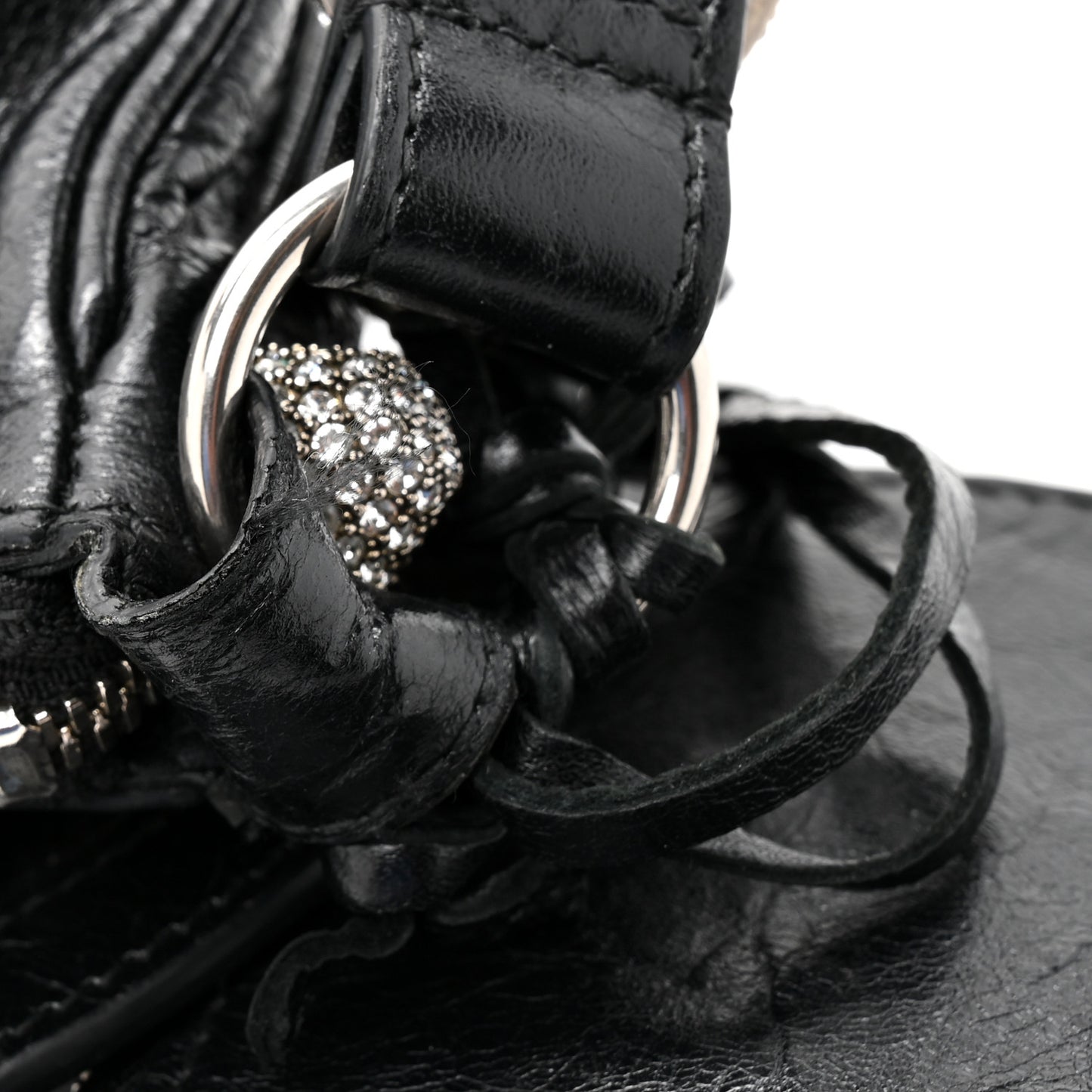 Agneau Arena Crystal Le Cagole Shoulder Bag XS Black