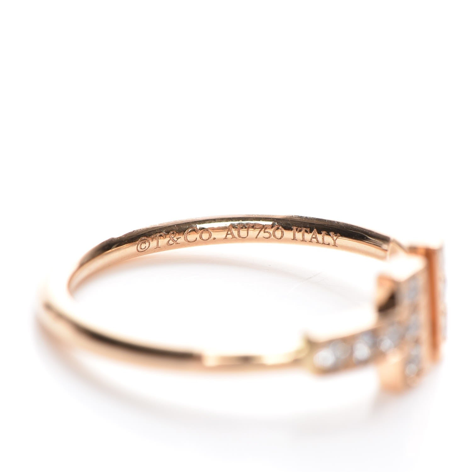 Tiffany 18K Rose Gold Diamond T Wire Ring 50 5.5 4 of 5