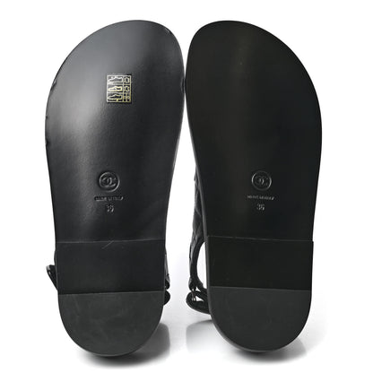 Chanel Lambskin Velcro Dad Sandals 36 Black 5 of 8