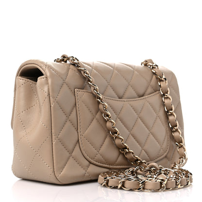Chanel Lambskin Quilted Mini Rectangular Flap Dark Beige 3 of 9