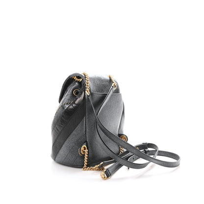Chanel Metallic Calfskin Snakeskin Chevron Quilted Backpack Black Silver 3 of 11