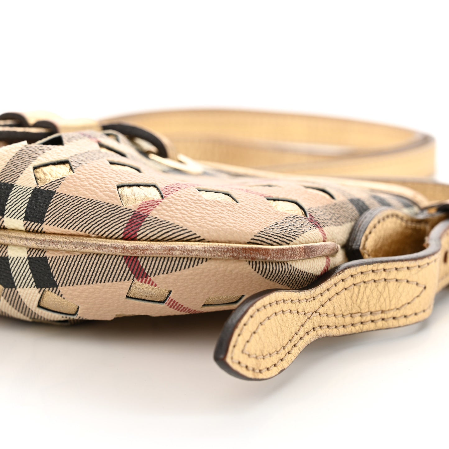 Haymarket Check Perforated Crossbody Gold