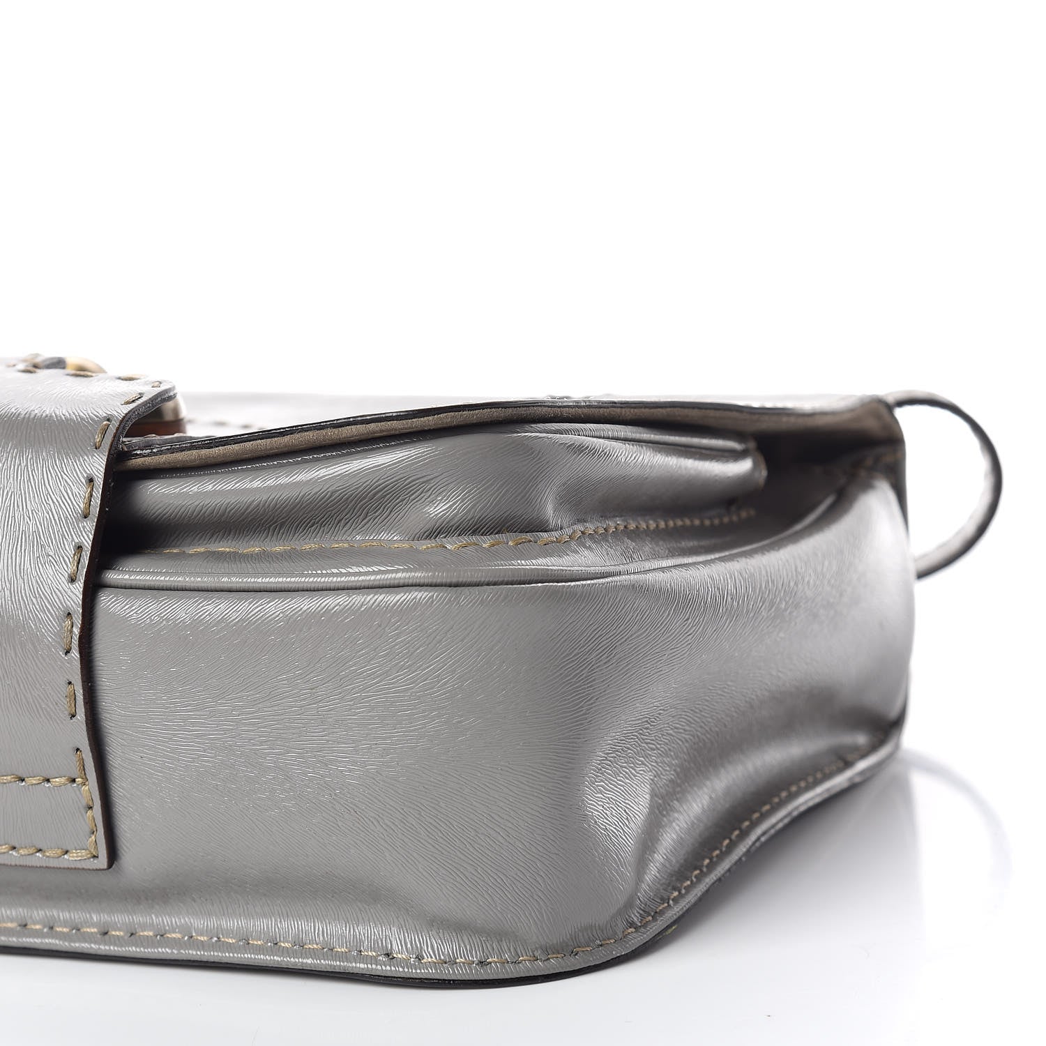 Fendi Glazed Calfskin Secret Code Satchel Grey 6 of 11