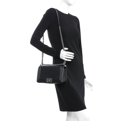 Chanel Caviar Quilted Medium Boy Flap Black 2 of 15