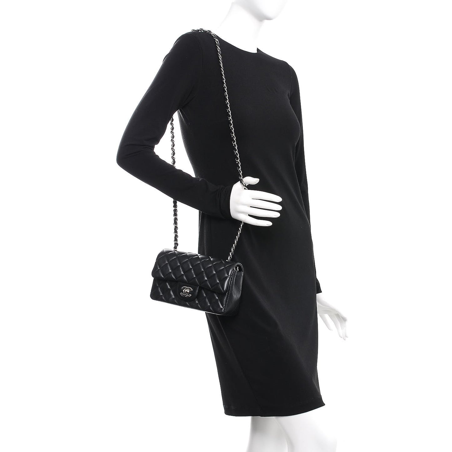 Lambskin Quilted Mini Rectangular Flap Black