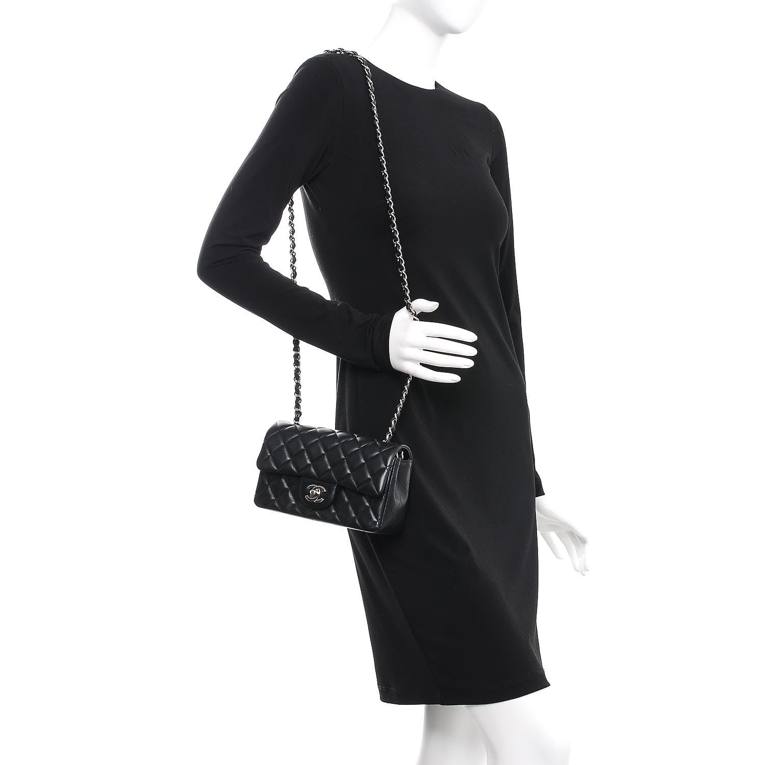 Chanel Lambskin Quilted Mini Rectangular Flap Black 2 of 8