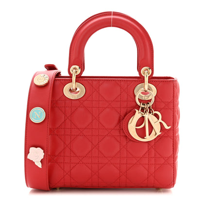 Christian Dior Lambskin Cannage Small Lucky Badges My Lady Dior Red 1 of 11