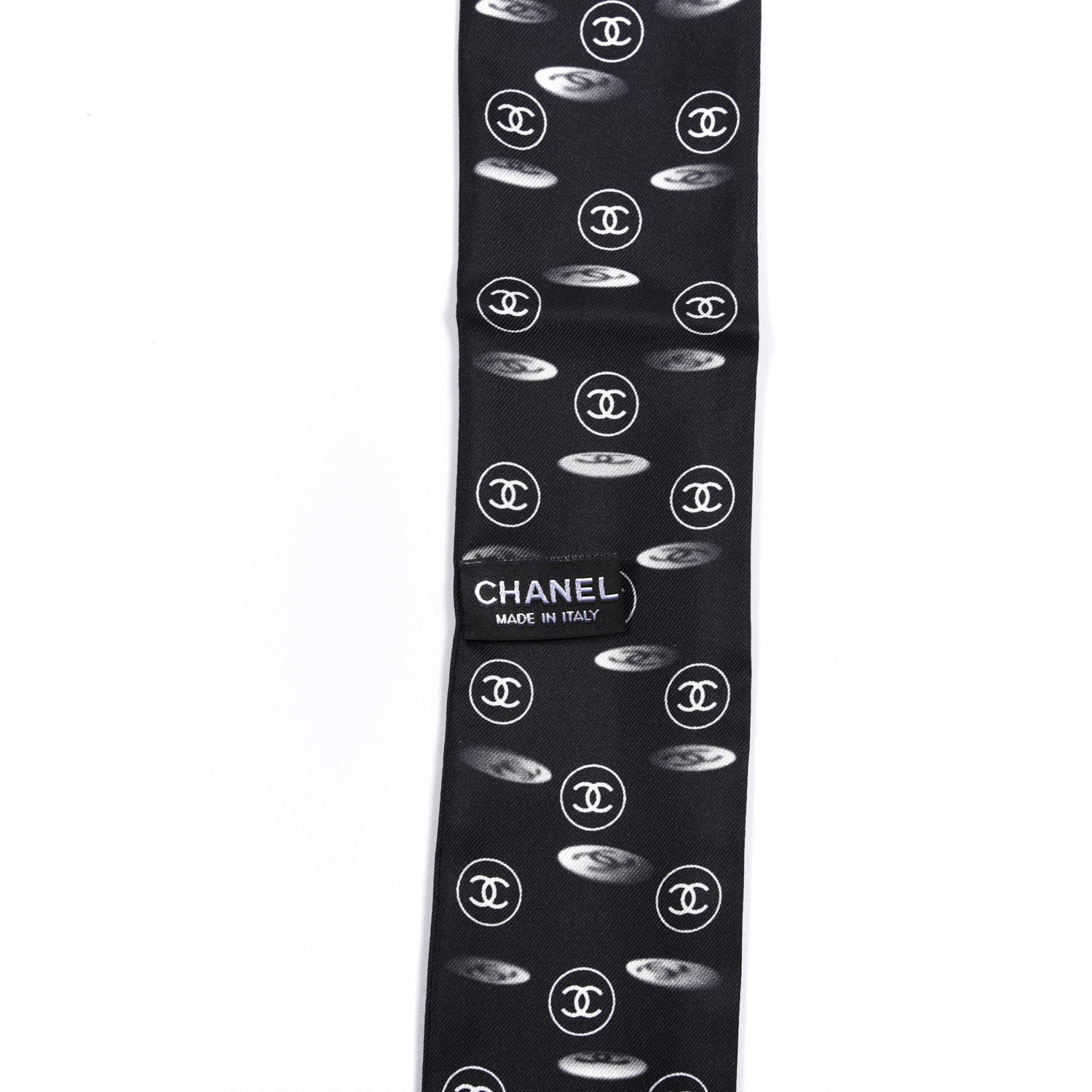 Chanel Silk CC Slim Bandeau Scarf Black 2 of 3
