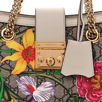 Gucci GG Supreme Monogram Flora Textured Calfskin Small Padlock Tote Beige Ebony Multicolor Mystic White 9 of 12