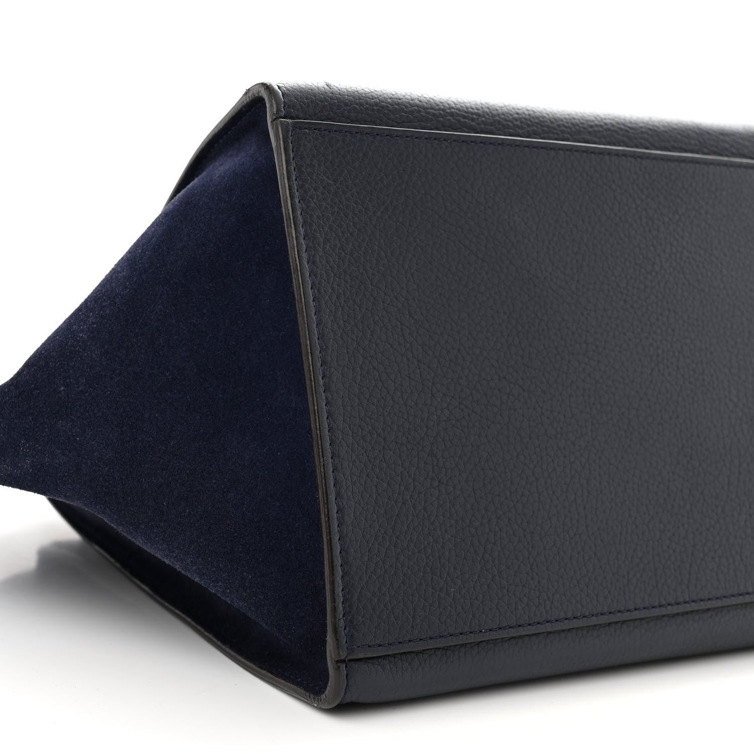 Celine Drummed Calfskin Suede Medium Trapeze Navy Blue 8 of 12