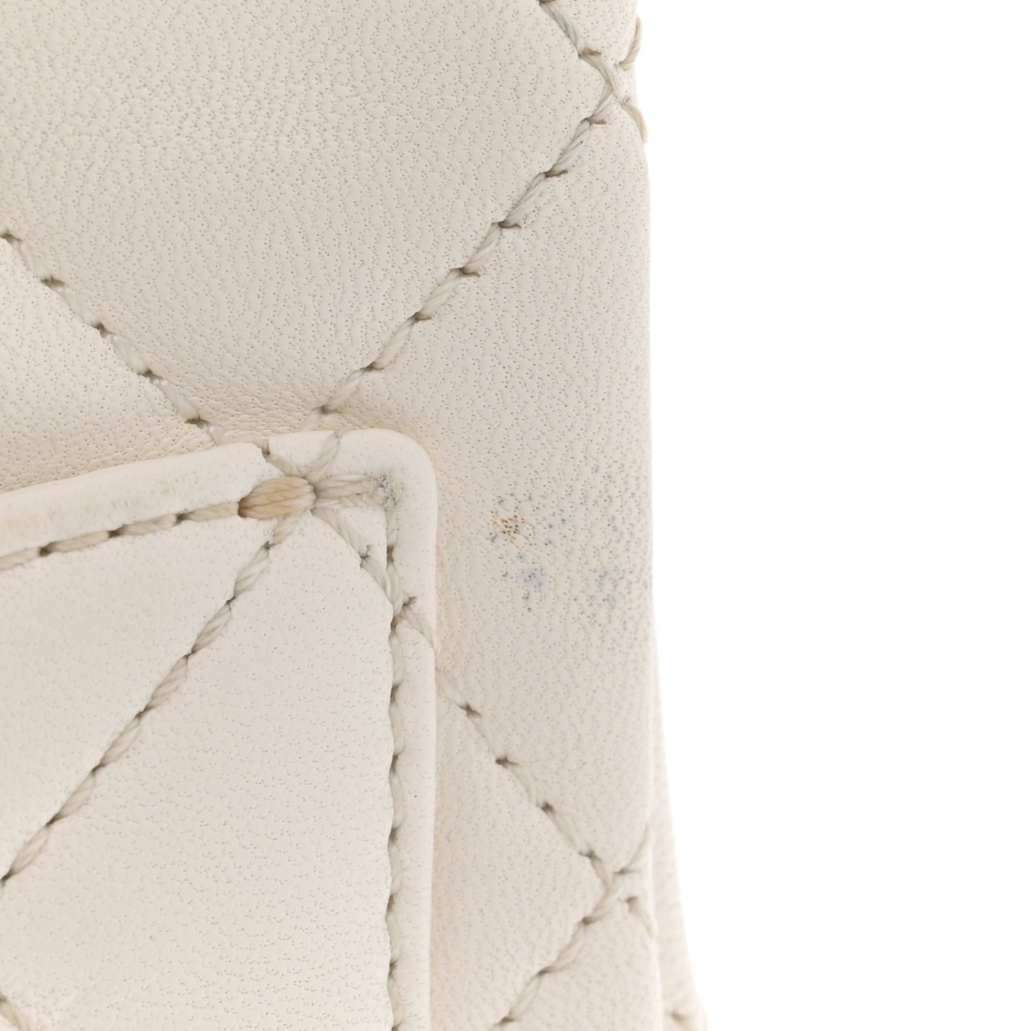 Lambskin Quilted Mini Pearl Crush Flap White