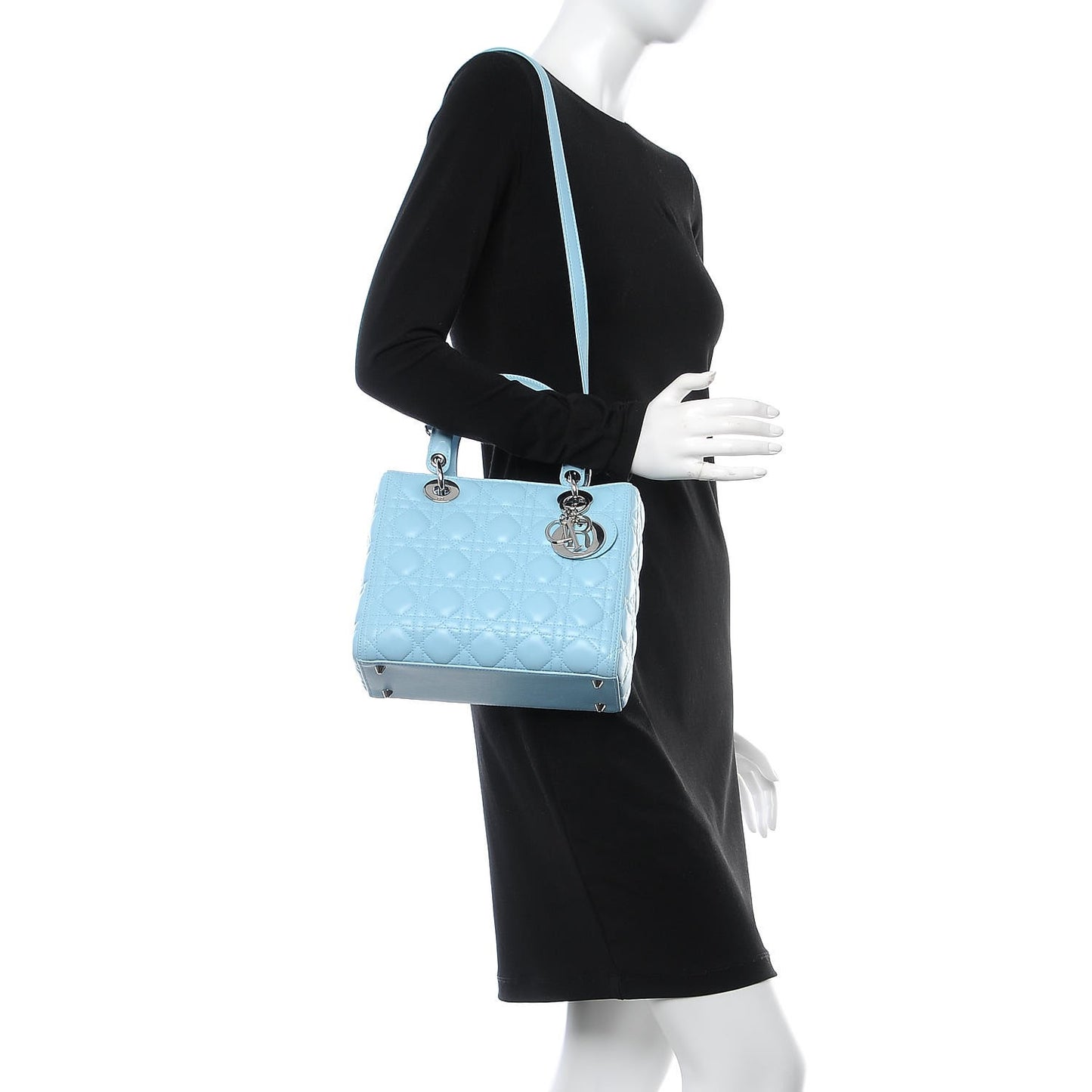 Lambskin Cannage Medium Lady Dior Light Blue