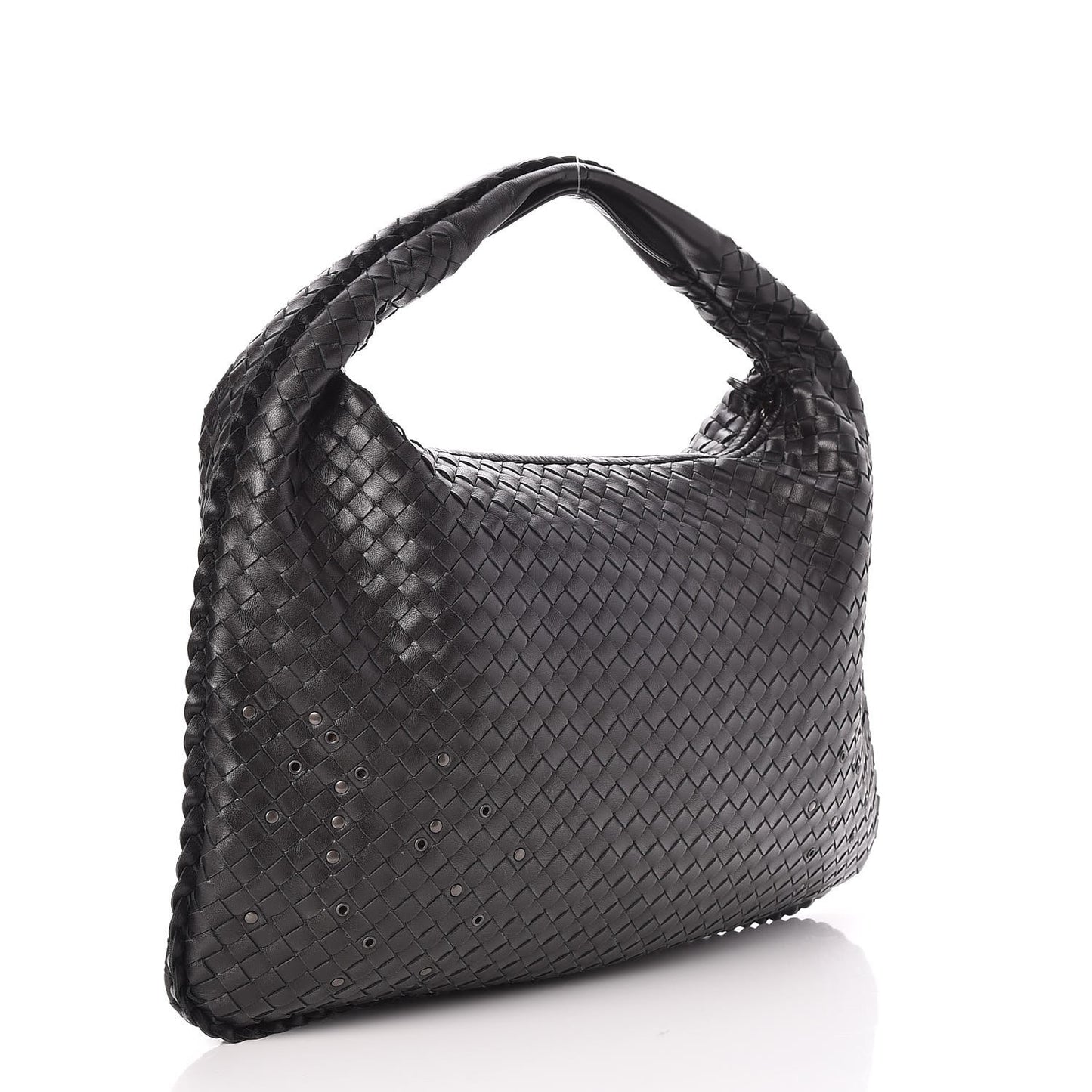 Nappa Intrecciato Studded Large Veneta Hobo Nero Black