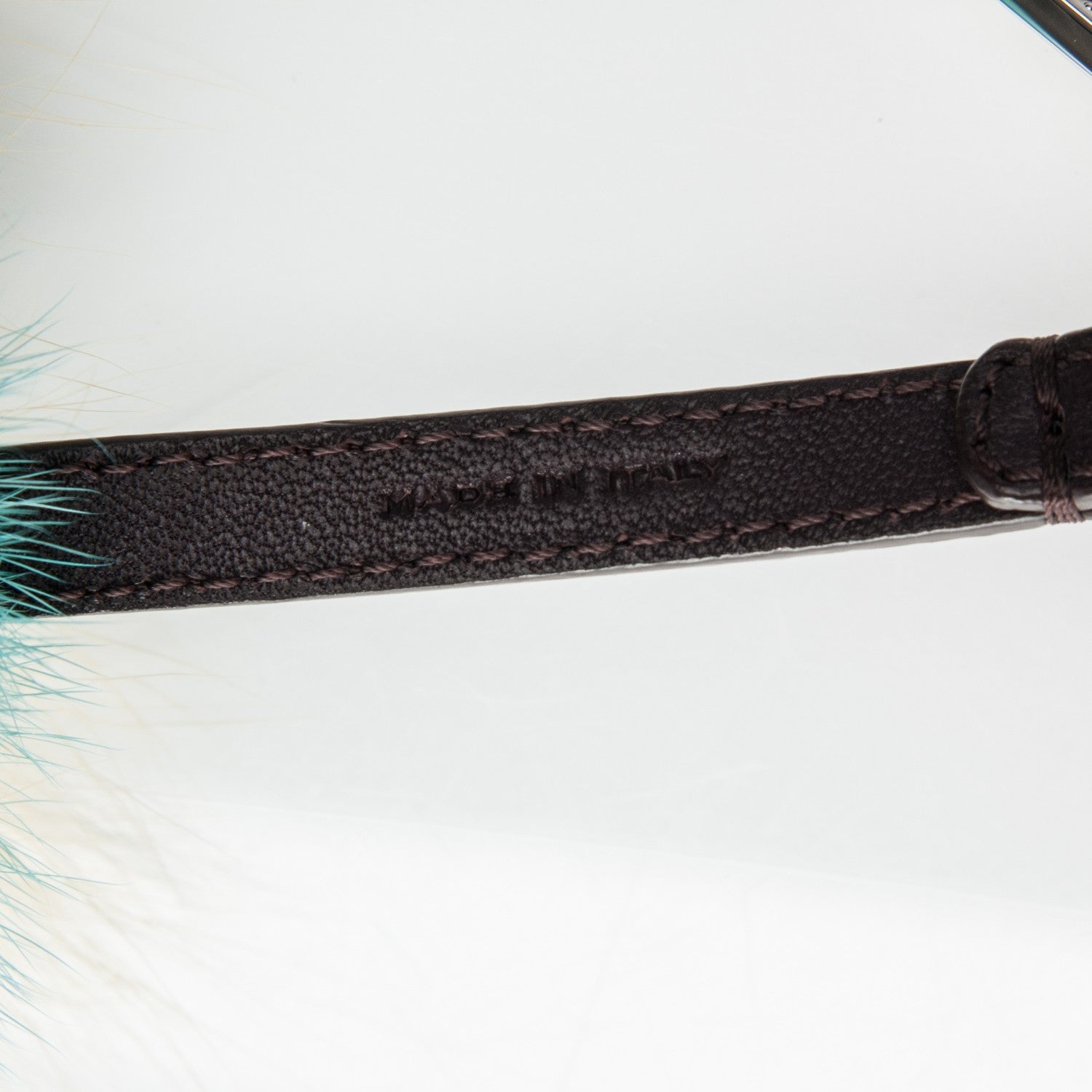 Fendi Shiny Nappa Mink Fox Fur Crystal QuTweet Dazzling Bag Bug Charm Bordeaux Seashell Multicolor 4 of 4