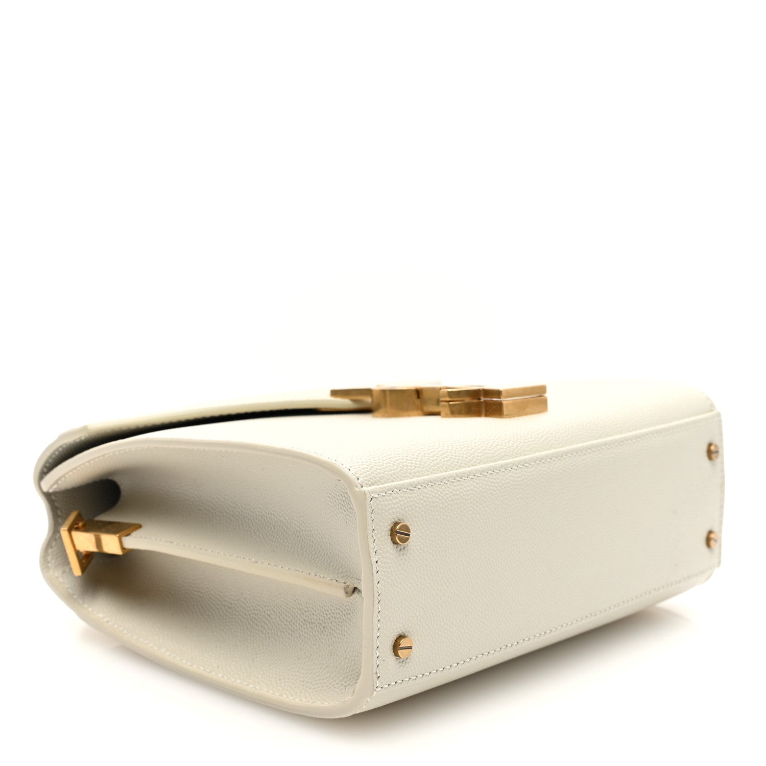 Saint Laurent Grain de Poudre Mini Classic Monogram Cassandra Top Handle Crema Soft Rouge Legion 4 of 9