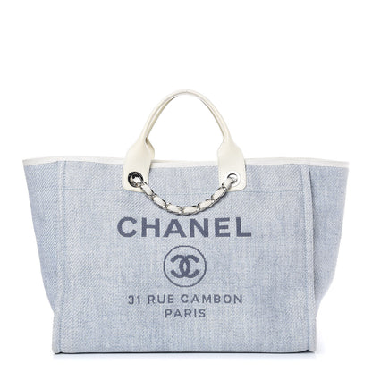 Chanel Woven Straw Raffia Large Deauville Tote Blue 1 of 13