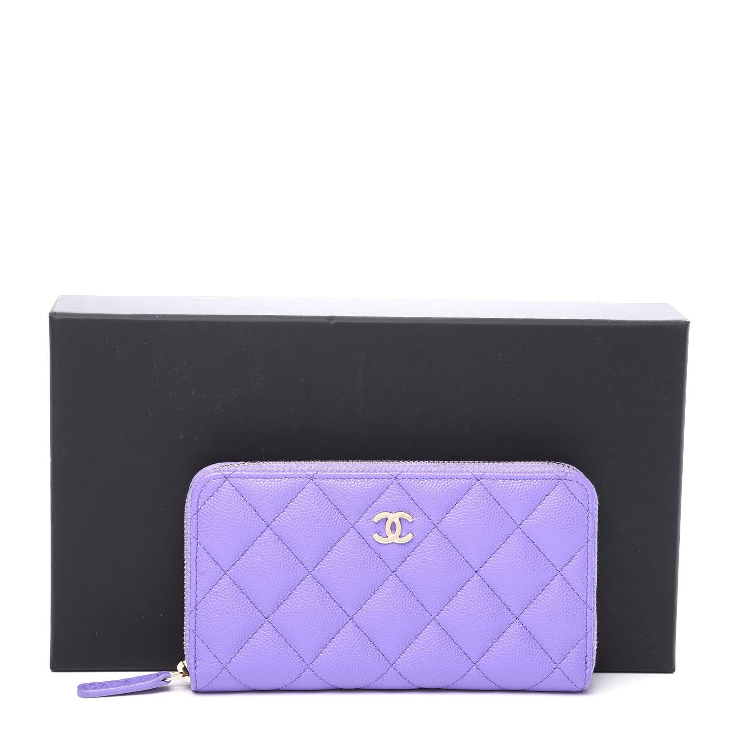 Chanel Caviar Quilted Medium Zip Around Wallet Purple 10 of 10