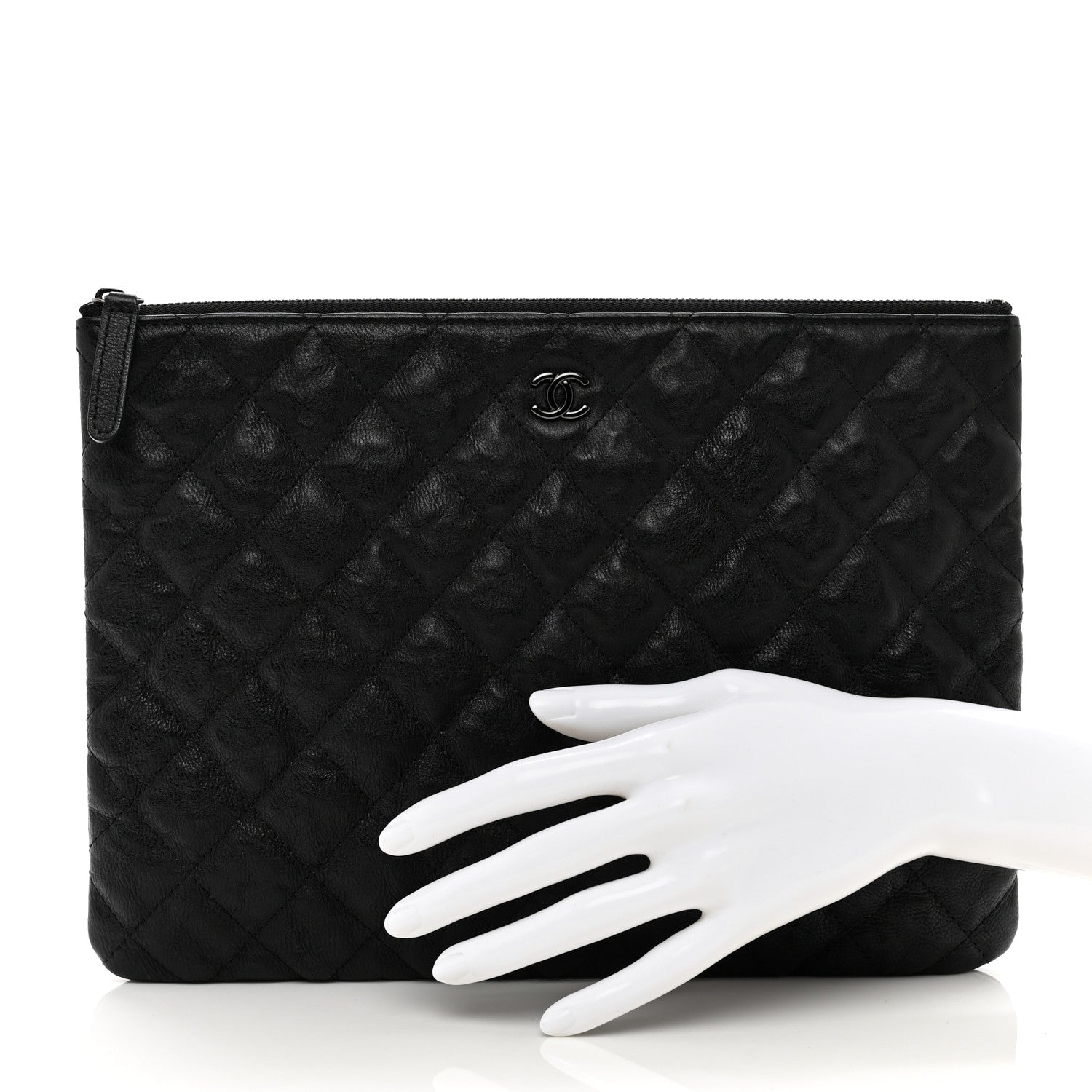 Chanel Crumpled Calfskin Quilted Medium Cosmetic Case So Black 2 of 7