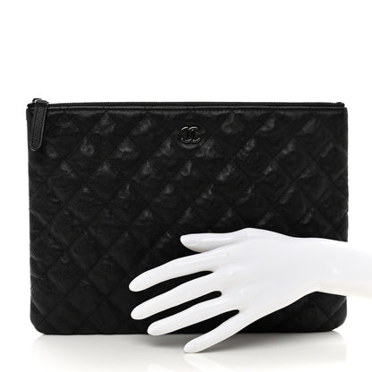 Chanel Crumpled Calfskin Quilted Medium Cosmetic Case So Black 2 of 7