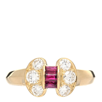 Van Cleef & Arpels 18K Yellow Gold Diamond Ruby Celestine Ring 49 5 1 of 4