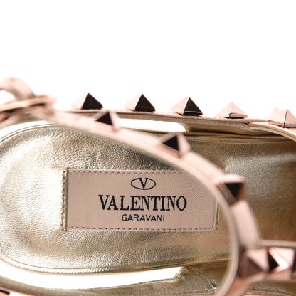 Valentino Garavani Metallic Pebbled Calfskin Rockstud Ankle Strap 100mm Pumps 36 Rame Sahara 8 of 10