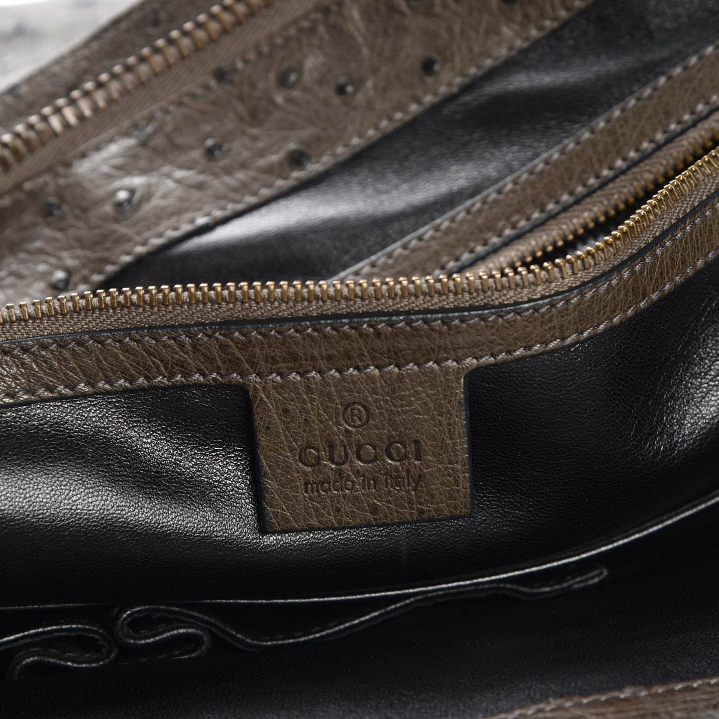 Ostrich Medium 1973 Top Handle Satchel Brown