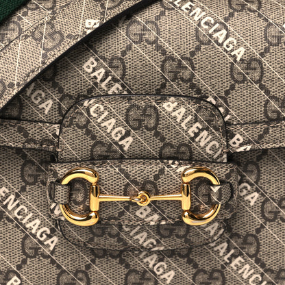 Gucci X BALENCIAGA GG Supreme Monogram Web Logo Print Mini Horsebit 1955 Shoulder Bag Beige Ebony 8 of 11