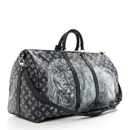 Louis Vuitton Savane Monogram Lion Chapman Keepall Bandouliere 55 Encre 2 of 10