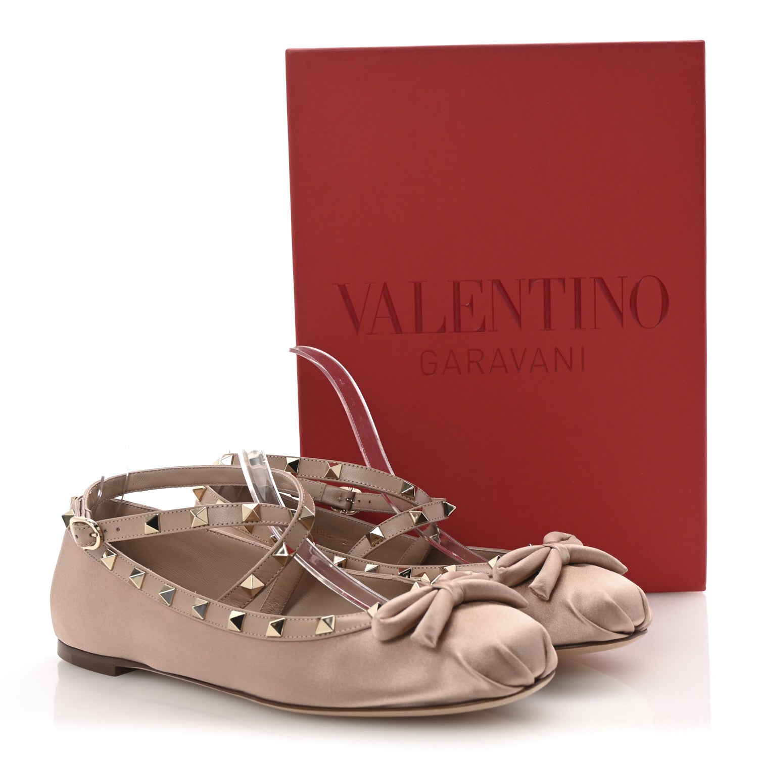 Valentino Garavani Satin Nappa Rockstud Ballerina Flats 40 Rose Cannelle 10 of 10