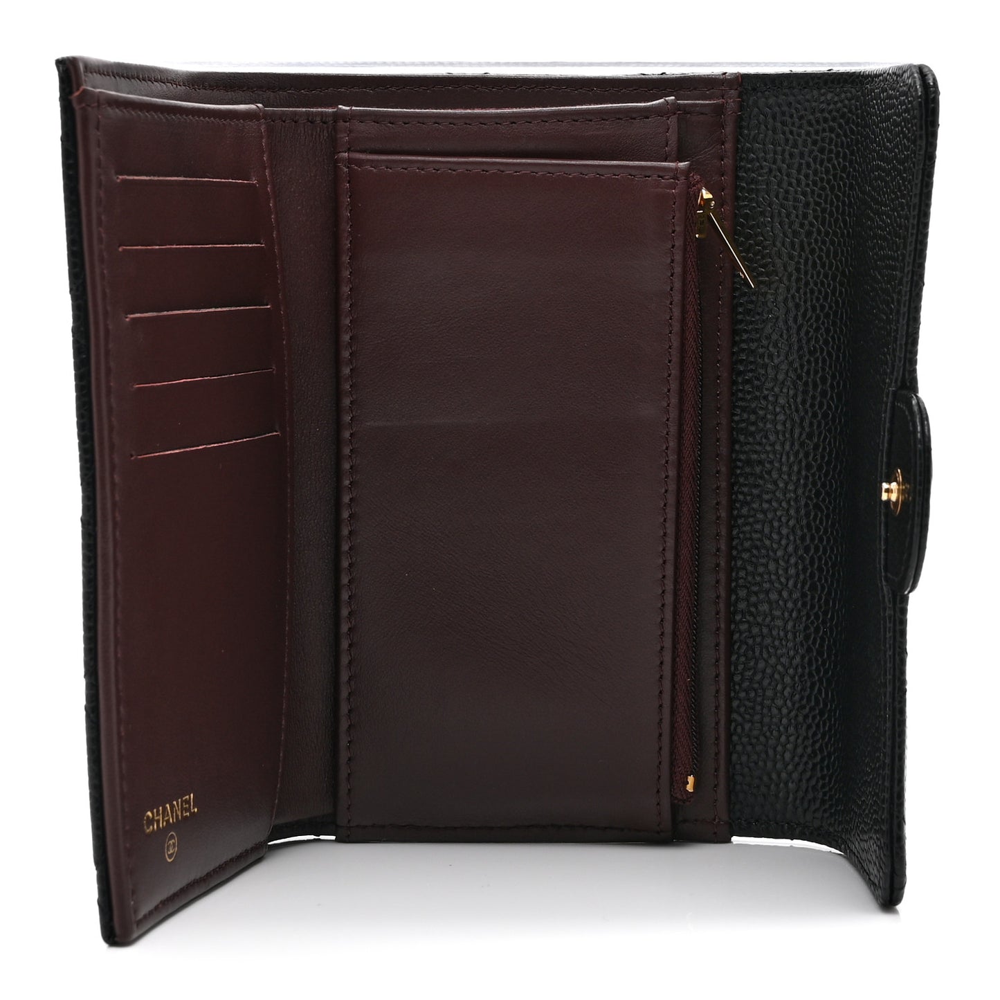 Caviar Quilted Medium Flap Wallet Black
