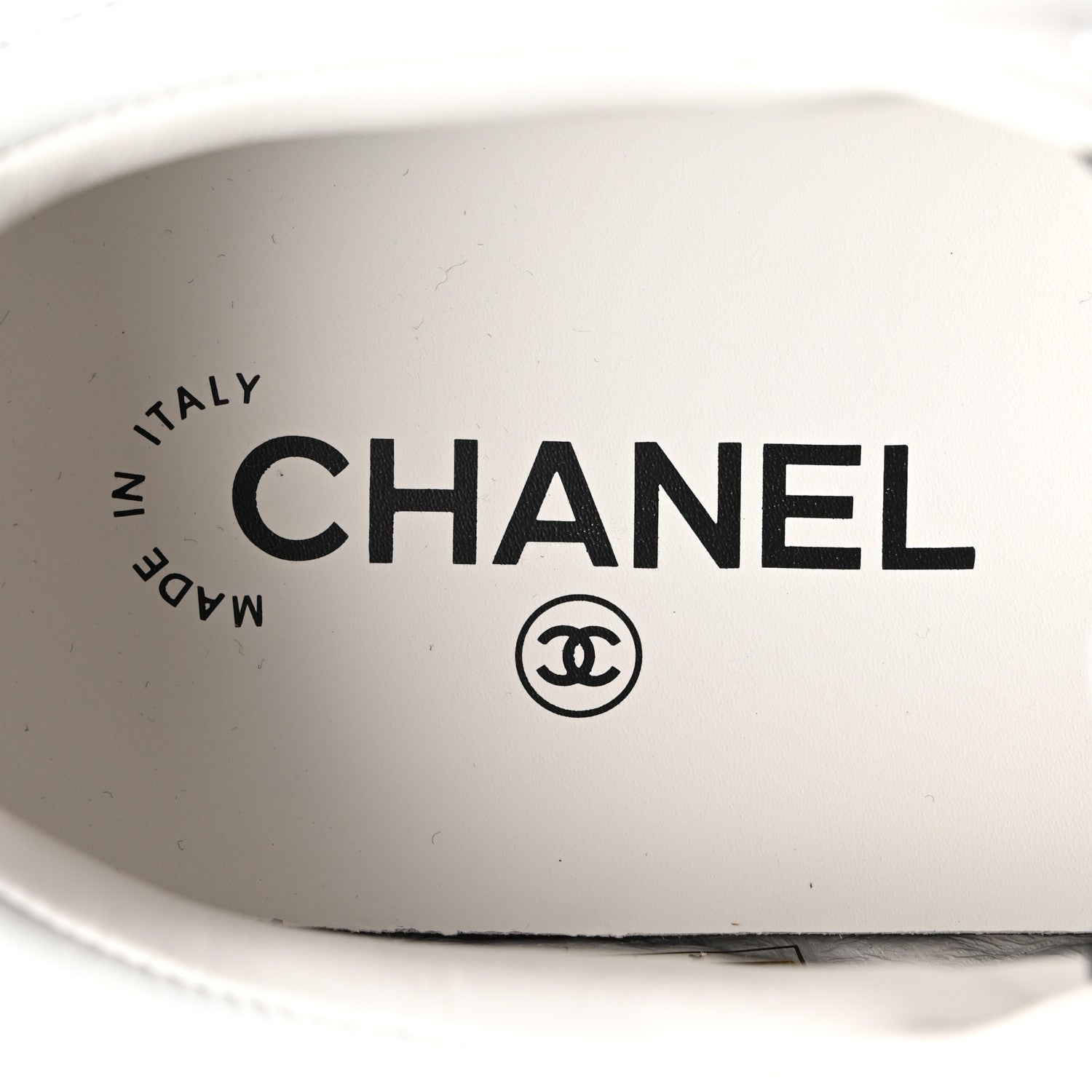 Chanel Calfskin CC Womens Sneakers 38.5 White Black 7 of 8