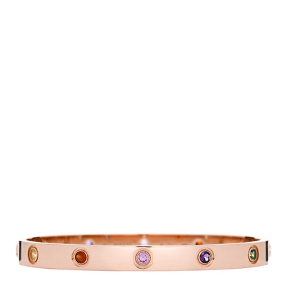 Cartier 18K Pink Gold Sapphire Garnet Amethyst LOVE Bracelet 17 1 of 7