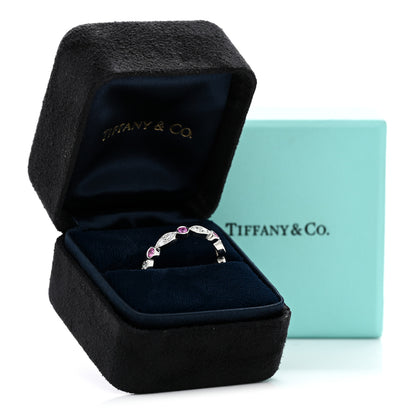 Tiffany Platinum Diamond Pink Sapphire Jazz Swing Ring 54 6.75 5 of 5