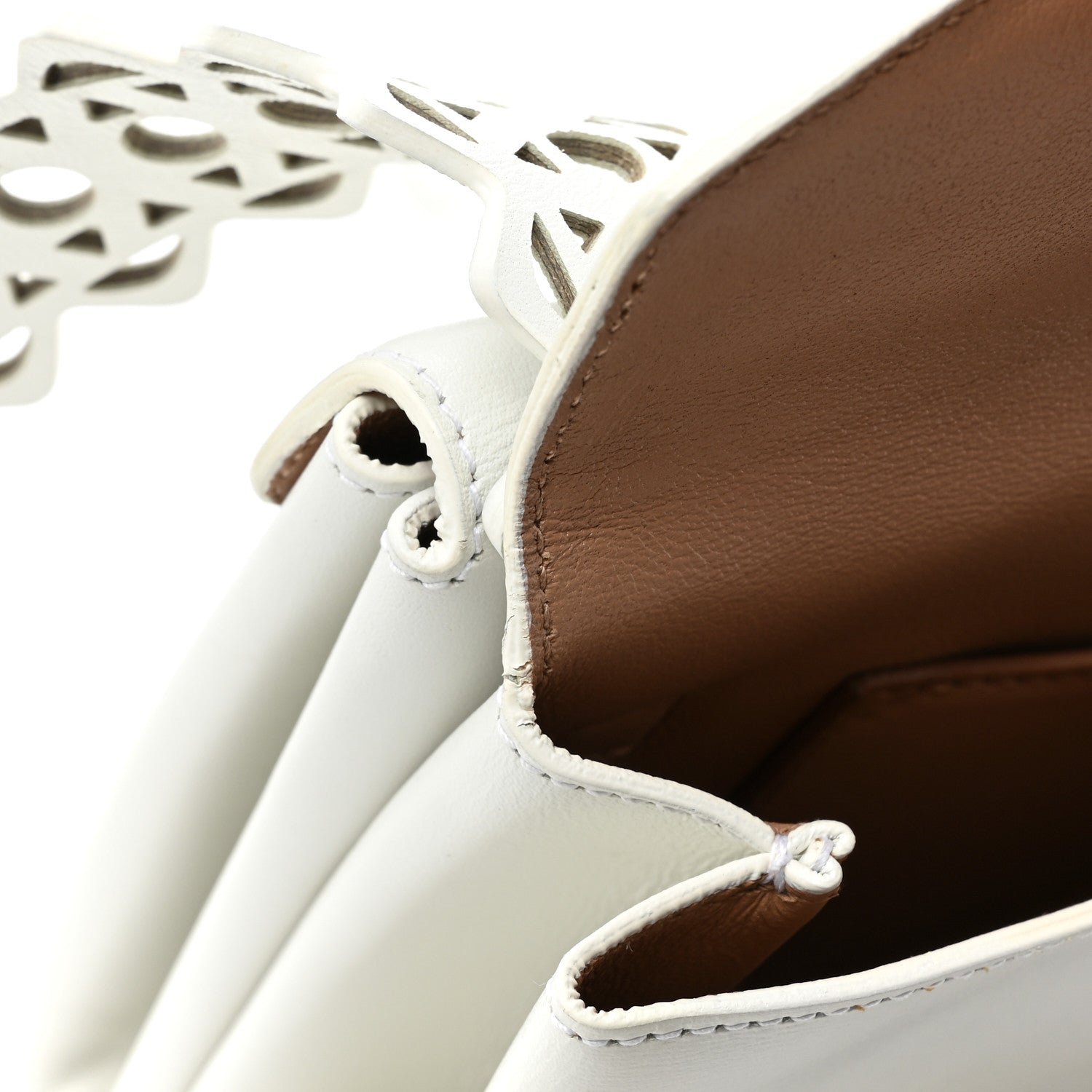 Alaia Calfskin Laser Cut Oum Double Envelope Clutch Crossbody White 19 of 21