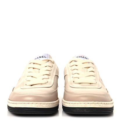 Chanel Printed Calfskin Womens CC Logo Sneakers 38 Beige 3 of 9