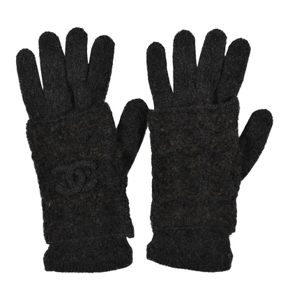 Chanel Cashmere Silk CC Gloves Dark Grey 1 of 3