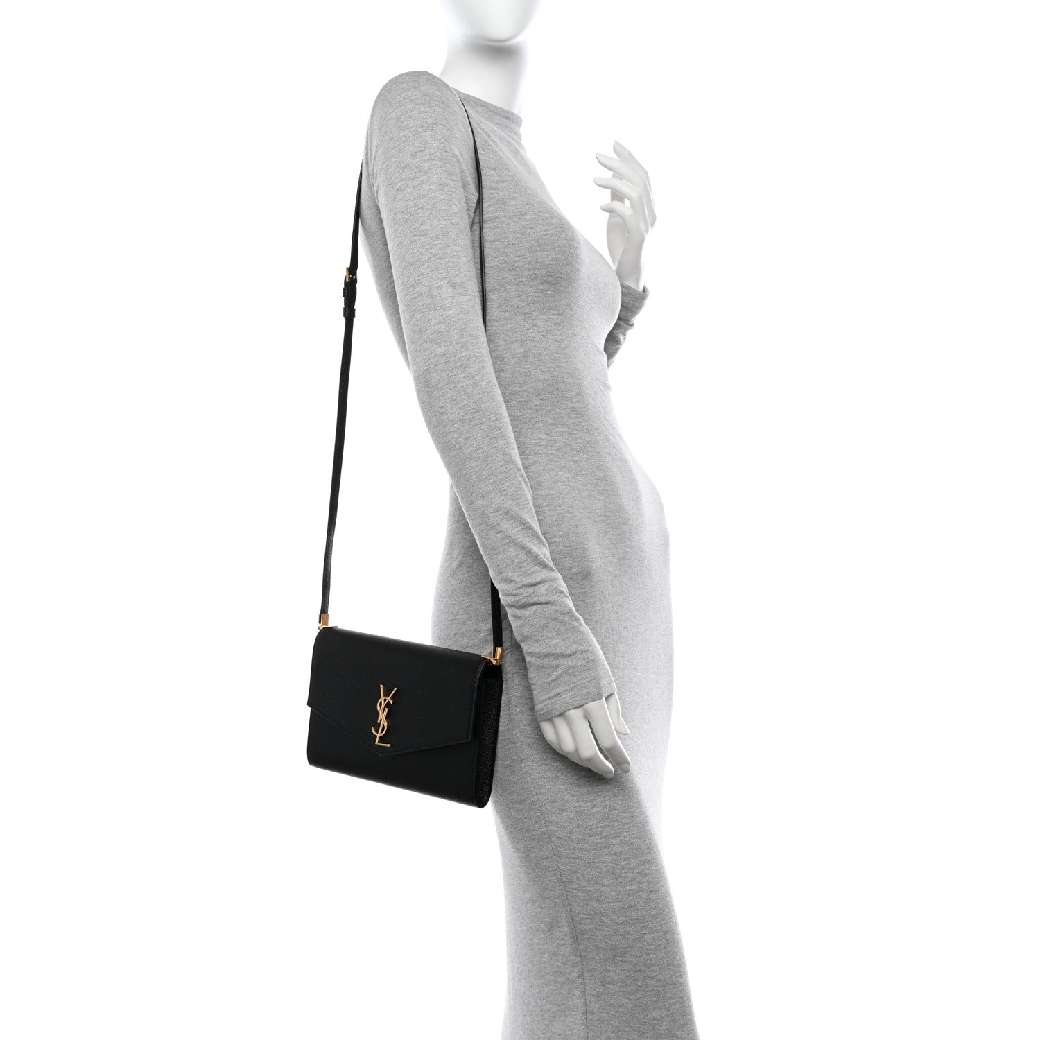 Saint Laurent Grain De Poudre Mini Uptown Crossbody Bag Black 2 of 10