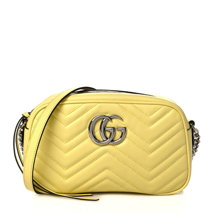 Gucci Calfskin Matelasse Small GG Marmont Chain Shoulder Bag Banana 1 of 11