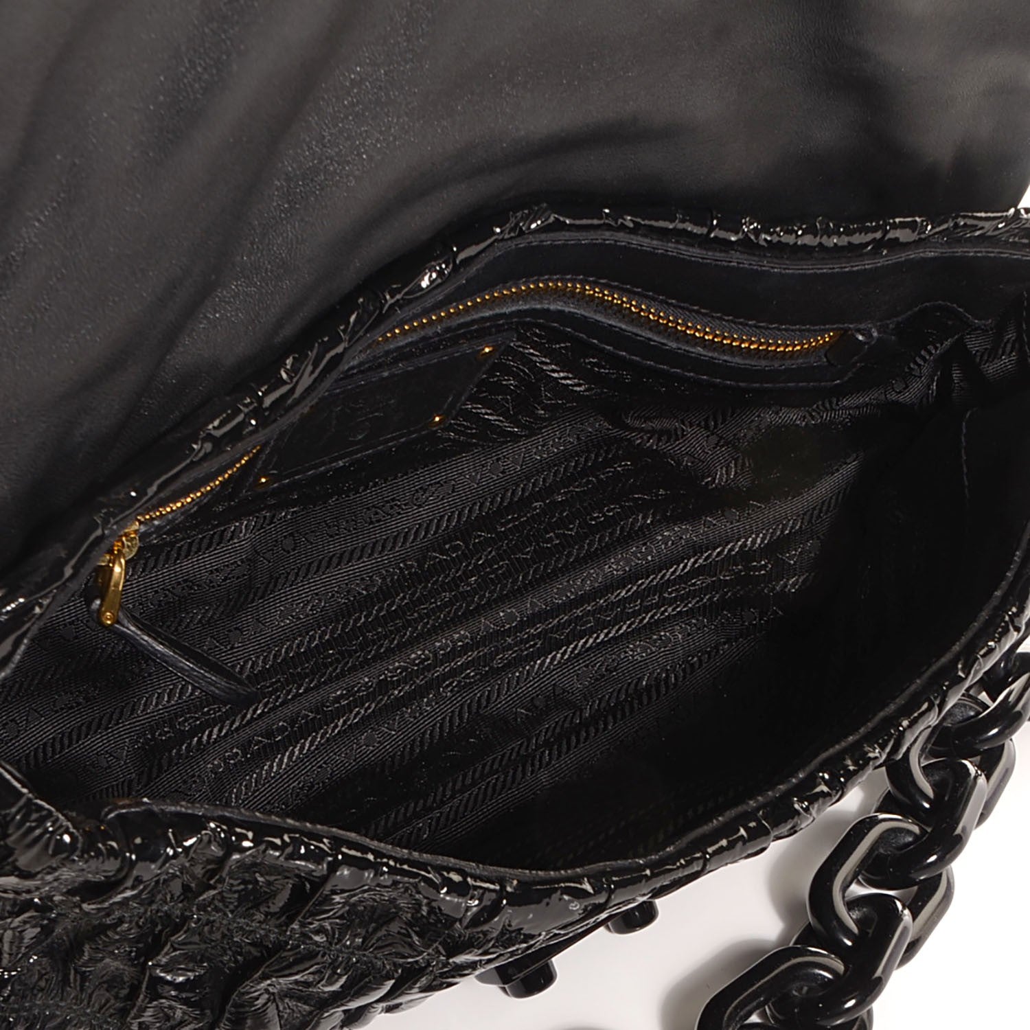 Prada Vernice Gaufre Shoulder Bag Black 5 of 12