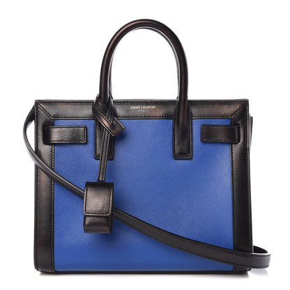 Saint Laurent Calfskin Bi-Color Nano Sac De Jour Royal Blue Black 1 of 9
