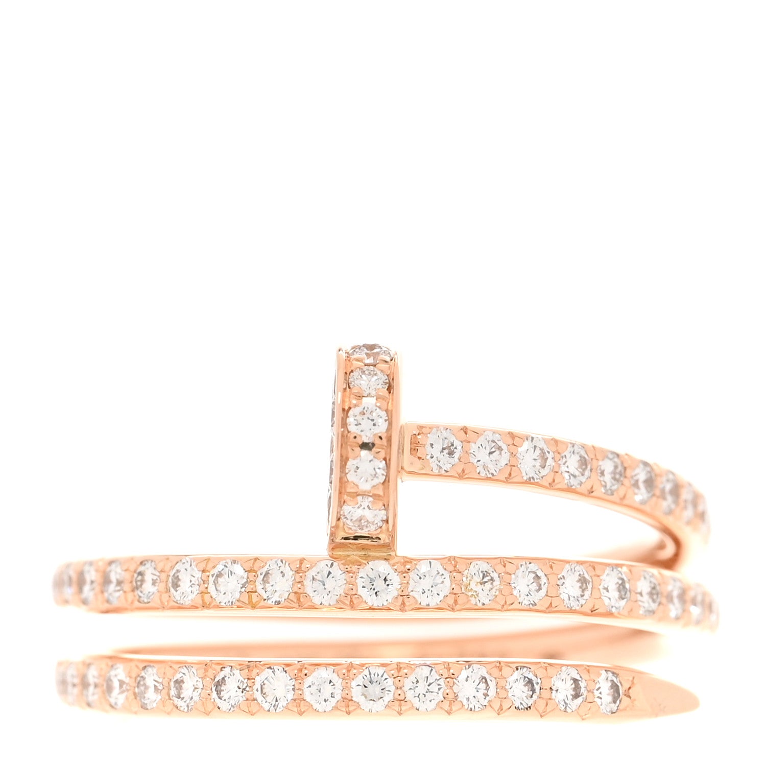 Cartier 18K Pink Gold Diamond Double Juste Un Clou Paved Ring 49 4.75 1 of 6